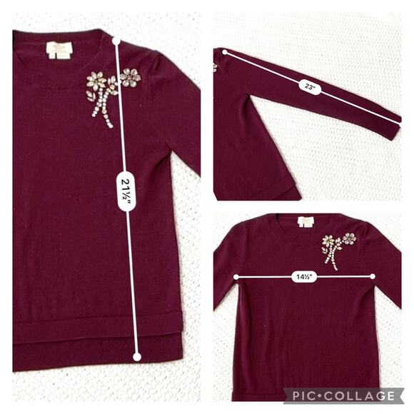 Kate Spade SZ XS Ruby Maroon Red Jewel Sweater - Picture 2 of 7